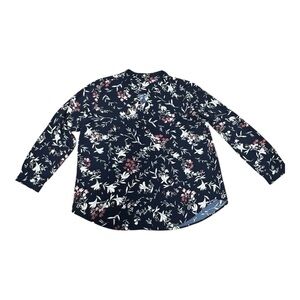 New Hilary Radley Navy Floral Blouse